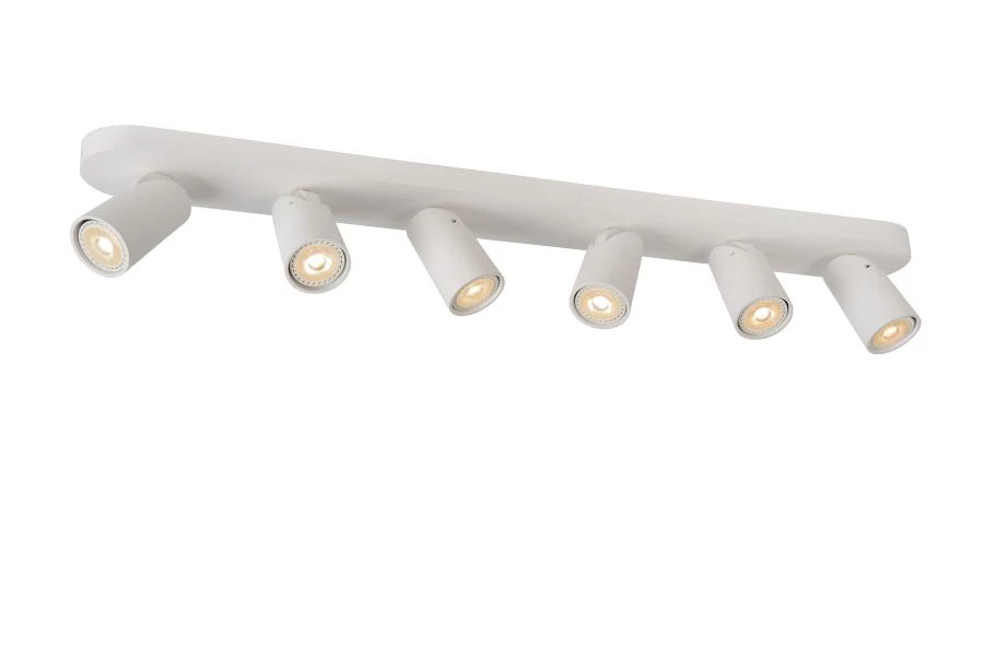 Lucide XYRUS - Plafondspot - LED Dim to warm - GU10 - 6x5W 2200K/3000K - Wit - detail 1